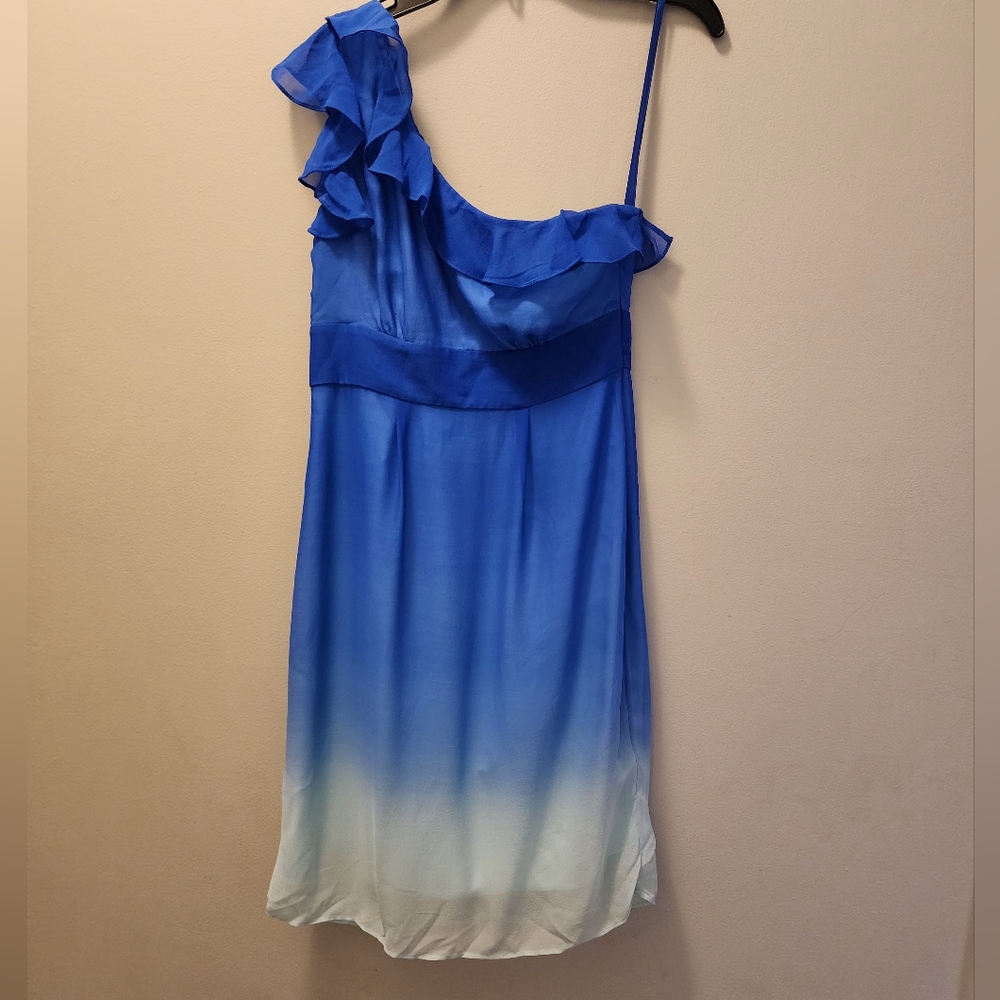 Gianni Bini One Shoulder Blue Ombre Ruffle Dress. Size 0. NWT. - Picture 5 of 10